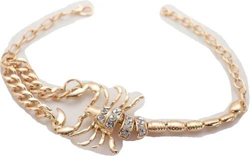 Vista 3 de Joyería de moda occidental para mujer, cadena de metal dorado, tobillera con dije de escorpión elegante, Plata
