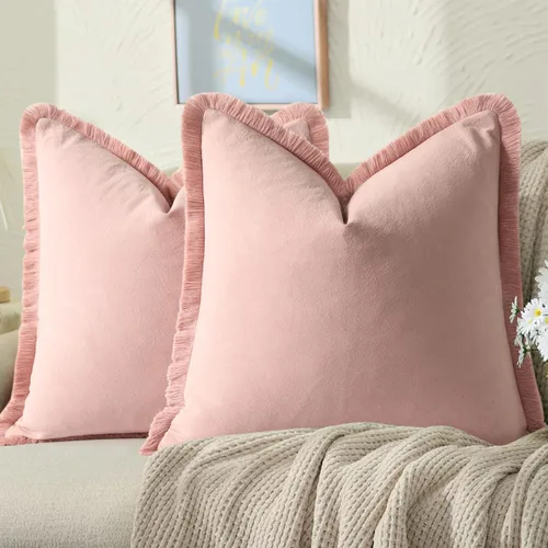 Vista 8 de ZWJD Juego de 2 fundas de almohada de 16 x 16 pulgadas, color beige, con flecos, de algodón, decorativas, cuadradas, para sofá, cama, sala de estar