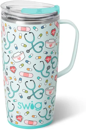 Vista 28 de Swig Life Taza de Viaje de 18 oz, Vaso Aislante con Asa y Tapa, Taza de Café de Viaje, Compatible con Portavasos, Acero Inoxidable, Vaso de 18 oz