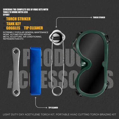 Vista 5 de Kit de Antorcha de Oxi Acetileno J-P de Carga Ligera G150, Portátil para HVAC, Corte y Soldadura - Válvula de Retención, Regulador de Oxígeno