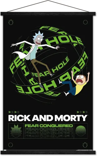 Vista 8 de Trends International Rick And Morty - Póster de pared con agujero del miedo, 22.37 x 34.00 pulgadas, paquete de impresión premium y colgador