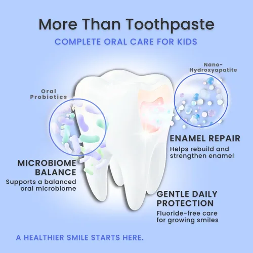 Vista 8 de LOL - Pasta de dientes para niños, sin flúor, pasta de dientes nano hidroxiapatita, probióticos, pasta dental de xilitol para niños