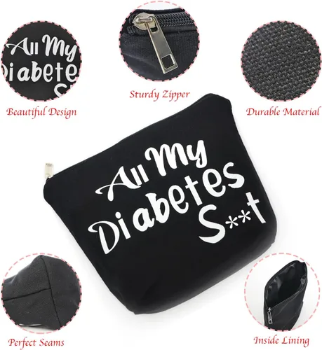 Vista 2 de Regalos para diabéticos All My Diabetes Divertida bolsa de viaje para diabéticos + llavero diabético Regalo personalizado suministros