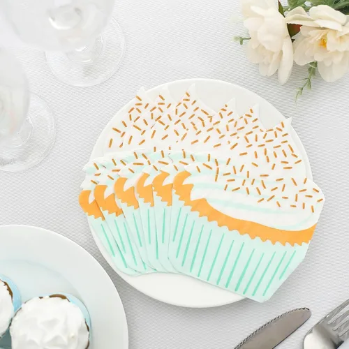 Vista 8 de Efavormart - Paquete de 20 servilletas de cóctel con forma de cupcake, servilletas de papel decorativas de 2 capas para fiestas de cumpleaños, temas