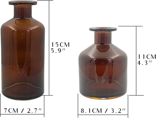 Vista 7 de 8 jarrones de vidrio ámbar para flores, mini jarrones de flores a granel, pequeños jarrones para centros de mesa para decoración de otoño, bodas