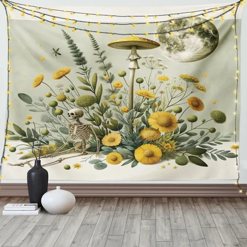 Vista 5 de Ambesonne Tapiz de arte afro, hombre negro fuerte con una corona de trazos impresión de pintura moderna, decoración de tela para colgar en la pared