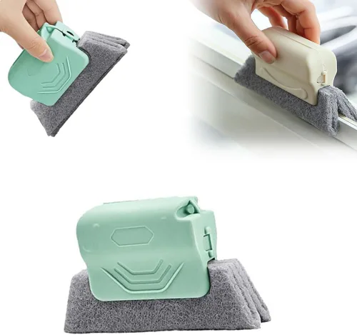 Vista 9 de Juego de cepillos mágicos de limpieza de ranuras de ventana, 3 piezas, verde, beige/gris, cerdas de plástico, material de plástico, baldosas