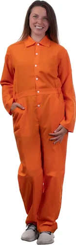 Vista 5 de Mono de prisionero, disfraz naranja de preso unisex para Noche de Brujas, criminal tras las rejas