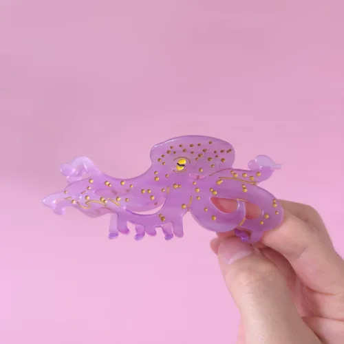 Vista 4 de Pinza grande con forma de pulpo, pinza de criatura marina, pinzas de acetato para el cabello, pinzas grandes para mujeres