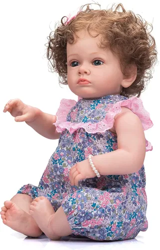 Vista 4 de Reborn Baby Dolls - Muñeca realista de silicona de 23 pulgadas que parece un bebé real, muñeca realista y viva ponderada, recién nacida, recién