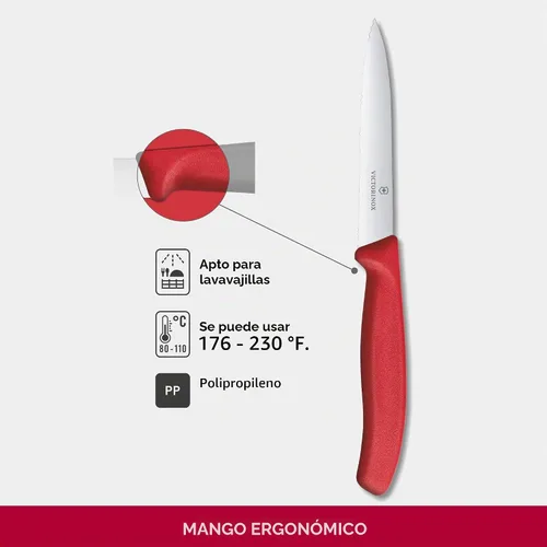 Vista 3 de Victorinox VIC-6.7731 Swiss Classic Paring Hoja de punta de lanza dentada de 4 pulgadas de ancho en el mango rojo
