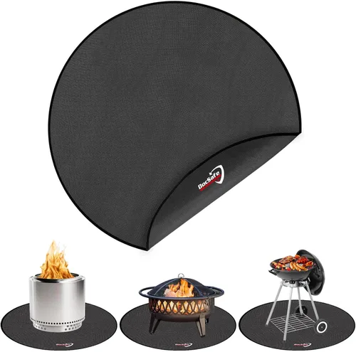 Vista 9 de DocSafe Alfombrilla redonda de 36 pulgadas para hoguera individual, 4 capas de doble cara, aislamiento térmico bajo la parrilla, protector