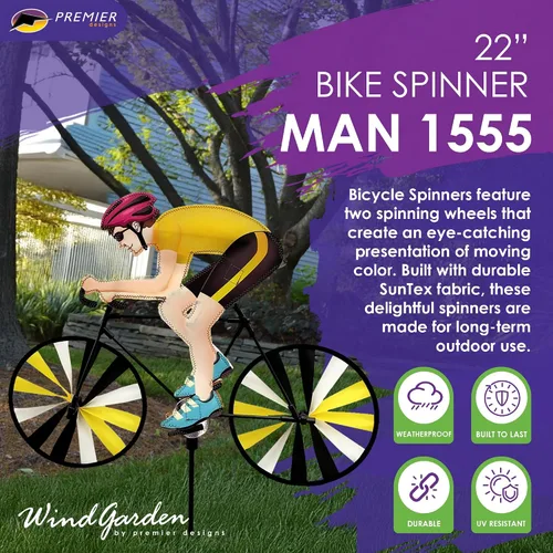 Vista 2 de Bicicleta de carretera Spinner Man 1555 de 22 pulgadas – Diseño de ciclista atlético, decoración exterior resistente a la intemperie, duradero