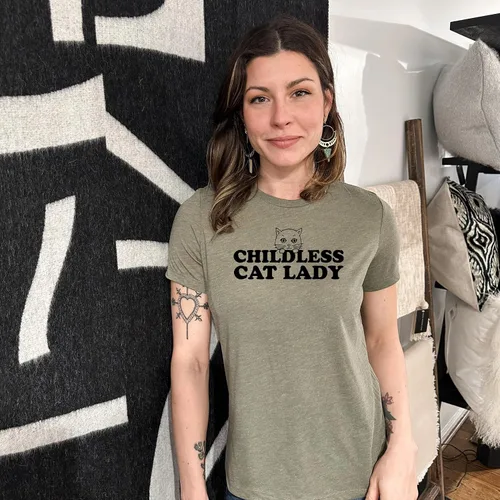 Vista 19 de Cute Women's Screen Printed Crew Neck Tee, Shirts With Sayings, Dusty Blue or Olive