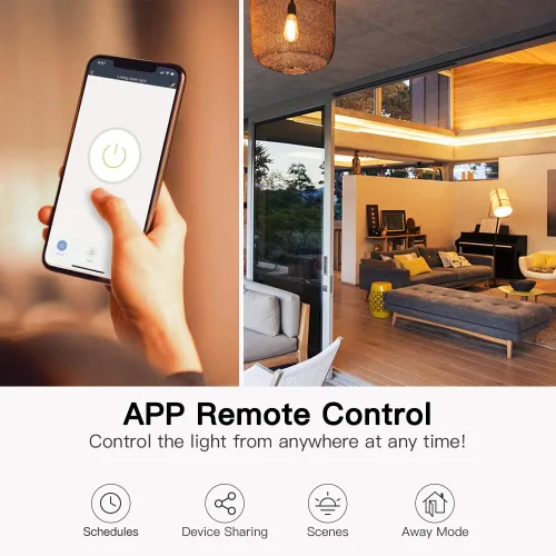 Vista 5 de TREATLIFE Interruptor de luz inteligente de un solo polo, requiere cable neutro, interruptor de luz Wi-Fi de 2.4GHz, funciona con Alexa y Google
