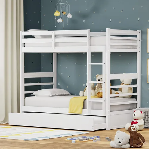 Vista 8 de Glenwillow Home Litera Plana de madera maciza individual sobre cama matrimonial, color espresso