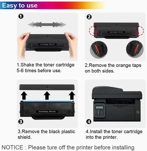 Vista 4 de Cartucho de tóner compatible PB-211 de repuesto para Pantum PB-211 PB-211EV Toner para Pantum P2502W M6552NW M6550 M6550NW M6600 M6600NW M6602NW