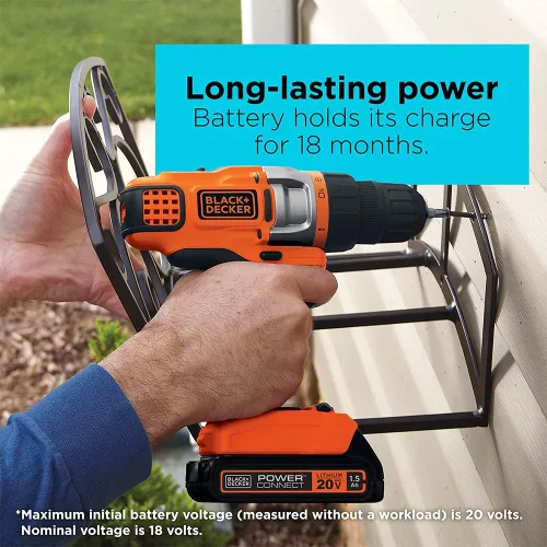 Vista 5 de BLACK+DECKER 20V MAX Taladro/desarmador inalámbrico con batería y cargador, luz de trabajo LED (LDX220C)