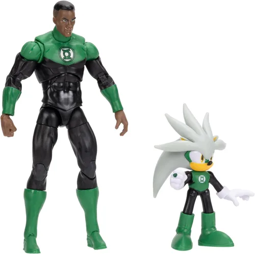 Vista 4 de DC X Sonic The Hedgehog Silver as Green Lantern & Green Lantern 2.5/5 pulgadas Figuras Multipack