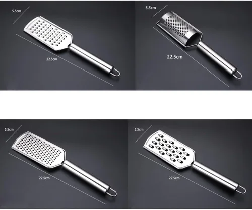 Vista 2 de Rallador de acero inoxidable para cortador de agujeros de cocina para papas, jengibre y queso, mango antideslizante para seguridad esencial
