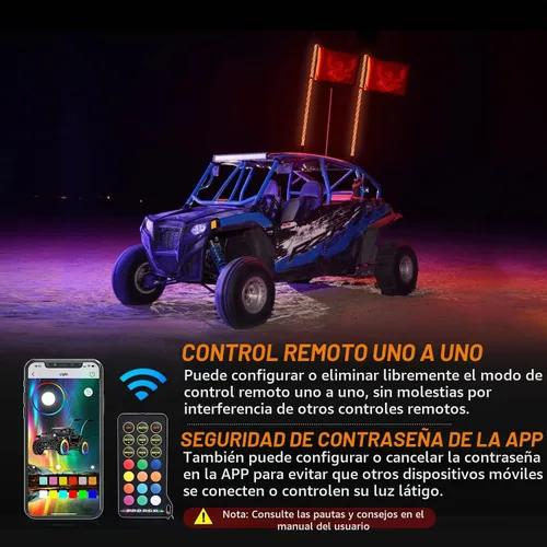 Vista 5 de Nilight 2 piezas luces LED RGB látigo de 3 pies con base de resorte, control remoto por aplicación con patrones de persecución DIY, señal de giro