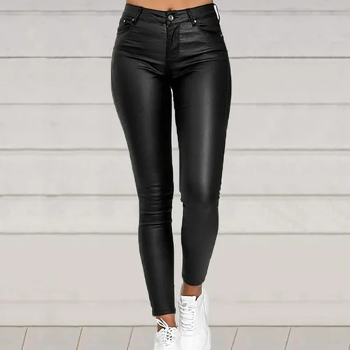Vista 6 de Pantalones de entrenamiento para mujer leggings de fitness cintura alta pantalones ajustados con botones sólidos pantalones de yoga para hombre sexy