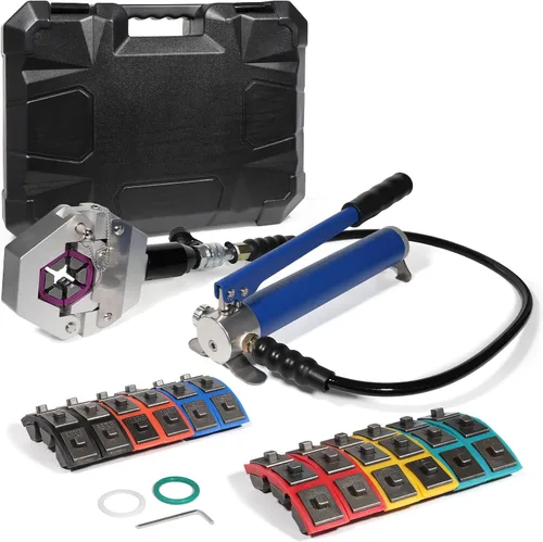Vista 11 de Brileine Herramienta de prensado hidráulico de 10 toneladas con 9 troqueles, herramienta de crimpado de cable de batería y herramienta de engaste