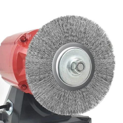 Vista 4 de 5 cepillos de rueda prensados de alambre de acero inoxidable de 3 pulgadas con orificio de 1/4 pulgadas para amoladora angular, limpieza y pulido