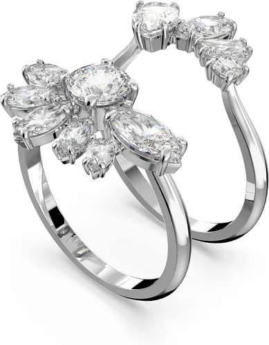 Vista 2 de SWAROVSKI Gema Crystal Cocktail Ring Pair Jewelry Collection, Rhodium Tone Finish