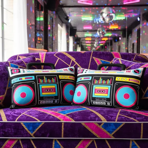 Vista 4 de Hahafelt 2 fundas de almohada de casete de audio retro, reproductor de discos de música, 12 x 20 pulgadas, bajo ruido, cinta de plástico de los años
