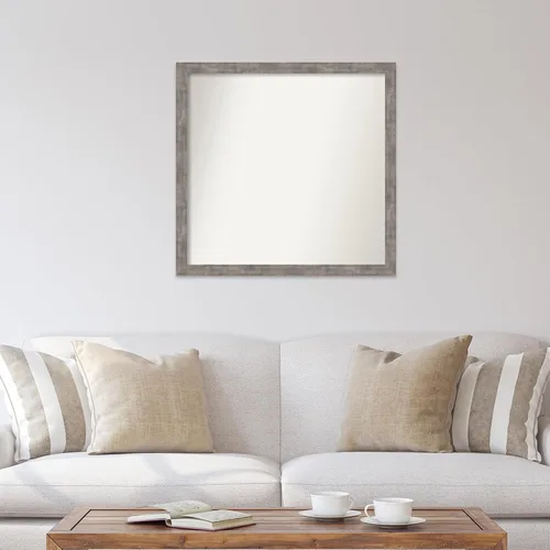 Vista 653 de Amanti Art Silver Bathroom Mirror for Over Sink, 26x35 Custom Made Marred Pewter Rectangle Vanity Mirror, Large Casual Wood Frame, Hangs Horizonally