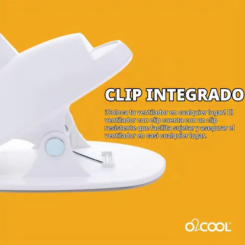 Vista 6 de O2COOL Ventilador recargable con clip de batería USB con cuello de cisne de 3 velocidades