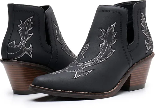 Vista 6 de Blikcon Botas vaqueras bordadas occidentales para mujer