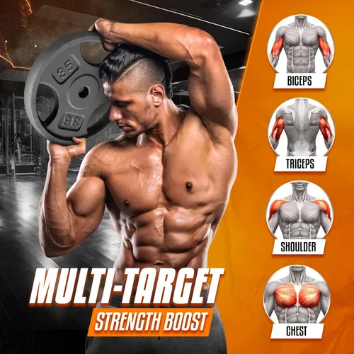 Vista 5 de Yes4All Placas de peso de agarre estándar de 1 pulgada, hierro fundido con varios tamaños de 2.5 libras a 35 libras para entrenamiento de fuerza