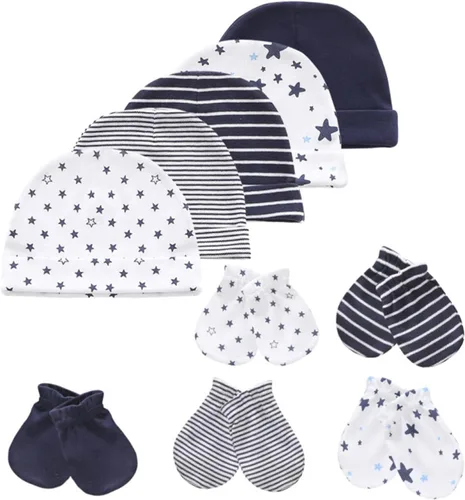 Vista 11 de MAMIMAKA Conjunto de gorro y manoplas para bebé recién nacido, gorras para bebés, niños y niñas de 0 a 6 meses, 100% algodón Oso/Marrón/Beige Hpgm34