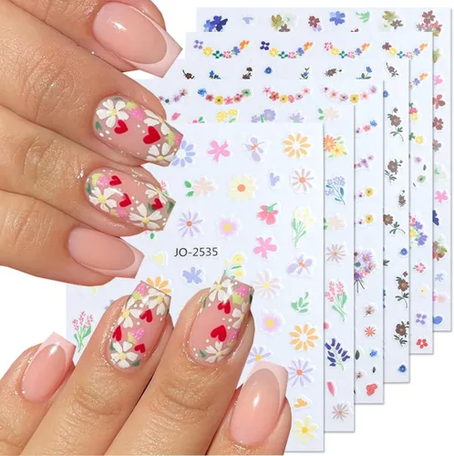 Vista 50 de 5 hojas de calcomanías de arte de uñas de mariposa, 3D coloridas mariposas, suministros de arte de uñas, mariposas, flores, calcomanías Con