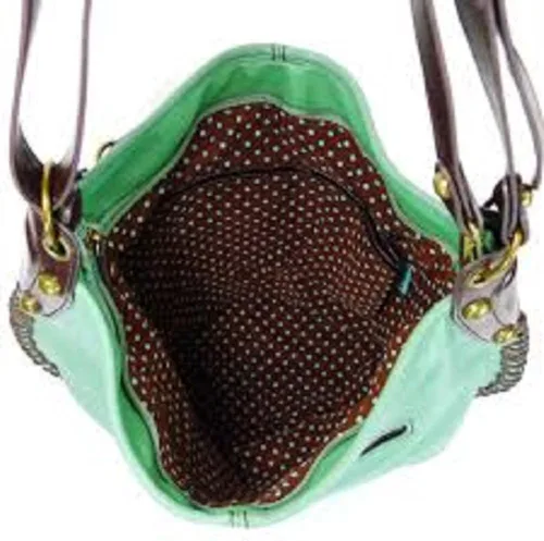 Vista 4 de Chala Bolsos de mano, estilo casual, suave, grande hombro o bolso cruzado con llavero, color verde azulado, verde azulado