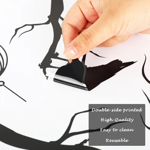 Vista 4 de AnyDesign Calcomanías para ventana de Halloween, 9 hojas de calcomanías de ventana de jaula de cuervo negro, de doble cara extraíble para fiesta