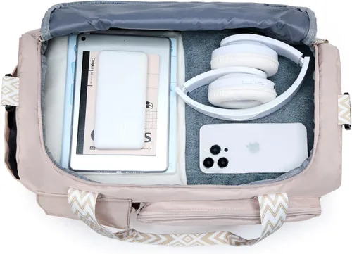 Vista 352 de Pequeña bolsa de gimnasio para mujer, bolsa de viaje con compartimento para zapatos