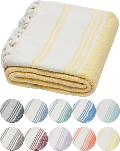 Vista 24 de DEMMEX Organic Diamond - Toalla turca de baño y playa 100% algodón turco certificado Oeko-TEX, ultra suave, de secado rápido, ligera, compacta