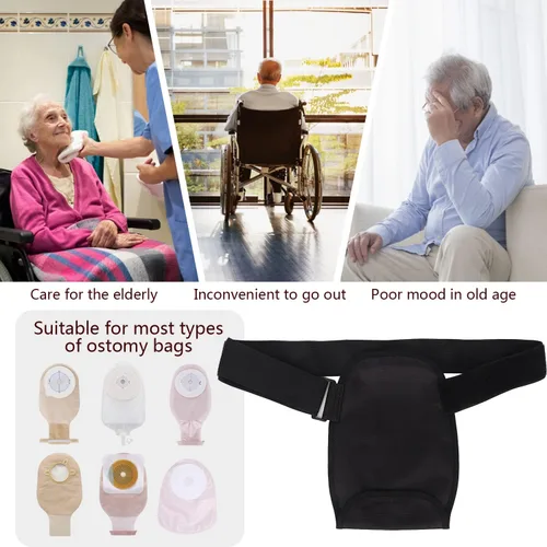 Vista 5 de Paquete de 2 fundas para bolsas de colostomía, fundas impermeables para bolsas de ostomía con cinturón ajustable, portátil, universal, lavable