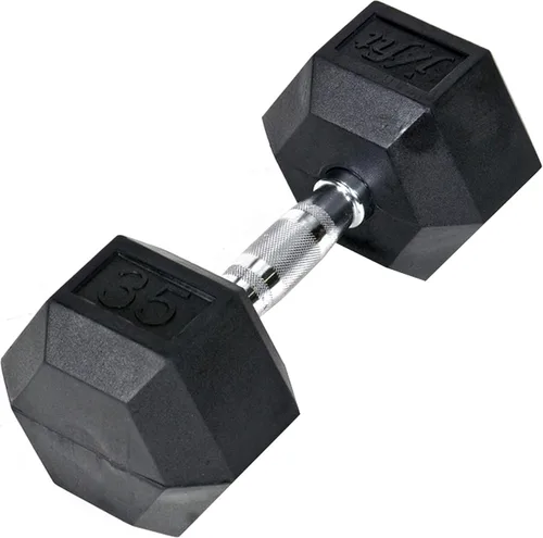 Vista 8 de JFIT Rubber Hex Dumbbell Single, Knurled Grip Free Weight for Men & Women, Strength & Cardio Training Home Gym Workout