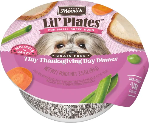 Vista 14 de Merrick Lil' Plates - Alimento húmedo sin cereales para perros pequeños, receta Petite Pot Pie, 12 envases de 3.5 onzas