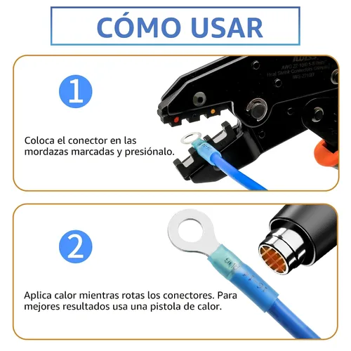 Vista 6 de 90 piezas de conectores de cables termorretráctiles eléctricos - Kit de Oiojuct para alambres marinos y automotrices, surtido de terminales