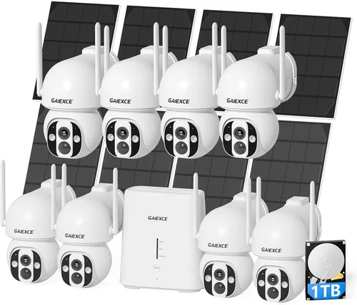 Vista 11 de Cámara de seguridad solar inalámbrica WiFi Pro para exteriores, visión nocturna a color de 4 MP, detección de movimiento AI/PIR, 360 PT, audio de 2