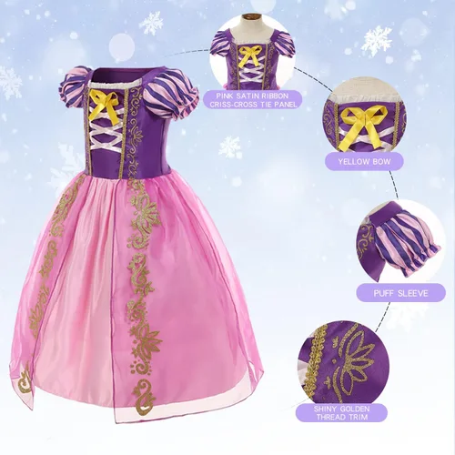 Vista 2 de Foierp Princess Dress Up Girls - Kid Princess Costume Birthday Party Halloween Cosplay Fancy Dress Clothes for Little Girls