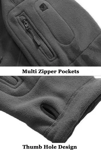 Vista 7 de BIYLACLESEN Chaquetas tácticas de forro polar Softshell para hombre con cremallera completa