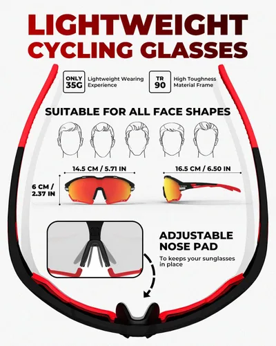Vista 4 de VICTGOAL Cycling Glasses for Men Women with Polarized and Photochromic 2 Lenses Clear Road Bike Running Sports Sunglasses