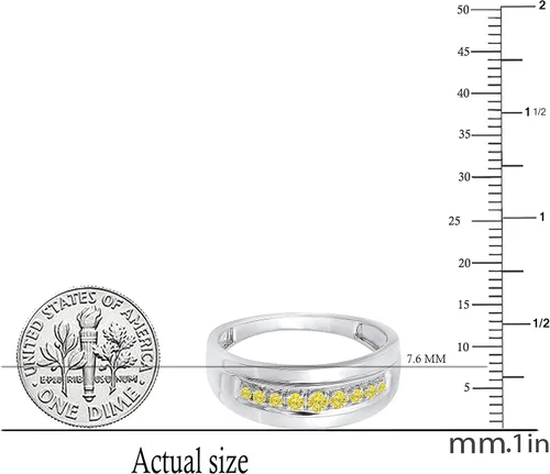 Vista 3 de Dazzlingrock Collection Alianza tradicional de aniversario de boda de 0.23 quilates (ctw) redonda de nueve diamantes para hombre, 14 quilates, plata