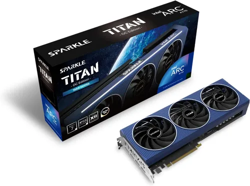 Vista 13 de Sparkle Intel Arc A580 ORC OC Edition, 8 GB GDDR6, ThermalSync, Torn Cooling, ventilador axial, placa trasera de metal, SA580C-8GOC